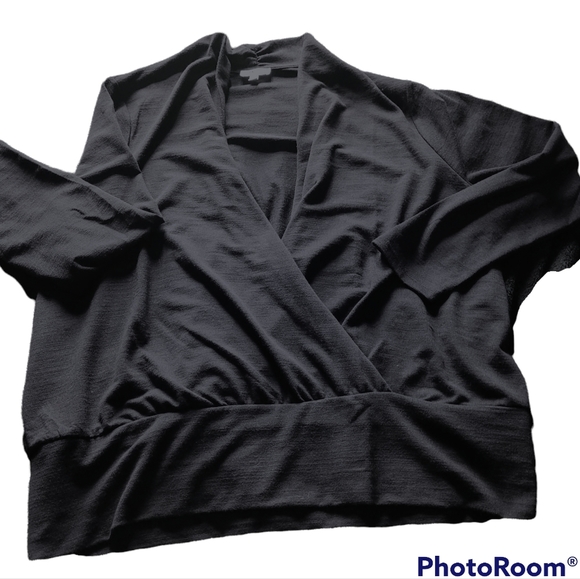 2x plus size cowl neck  open neck black pullover - Picture 4 of 5